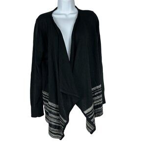 I.N. Studio Women's Black Cardigan With Gray Stripes Size Large